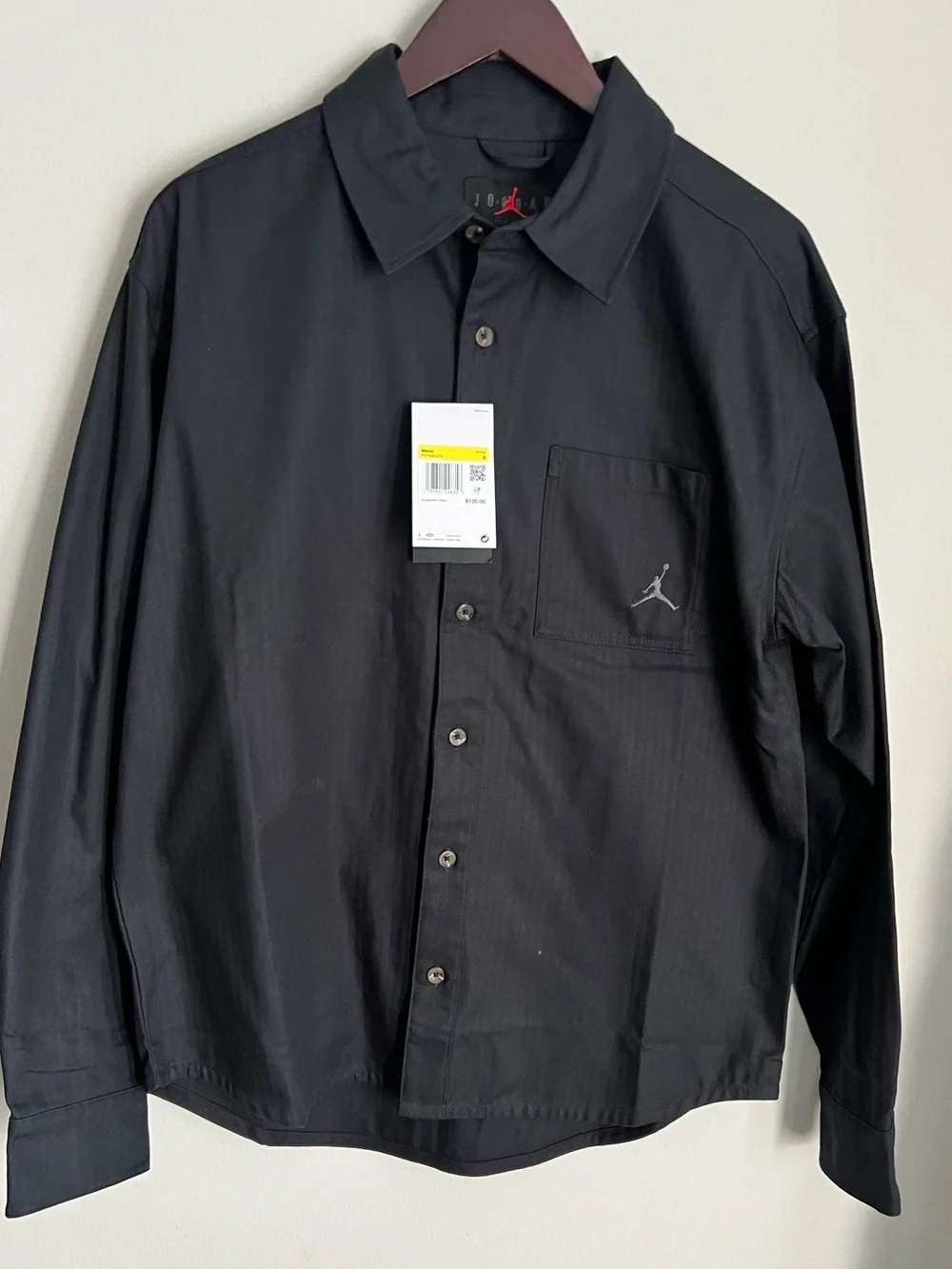 AIR JORDAN Essentials Oversized Men’s Black Button Down Shirt FV7446 010 Size S